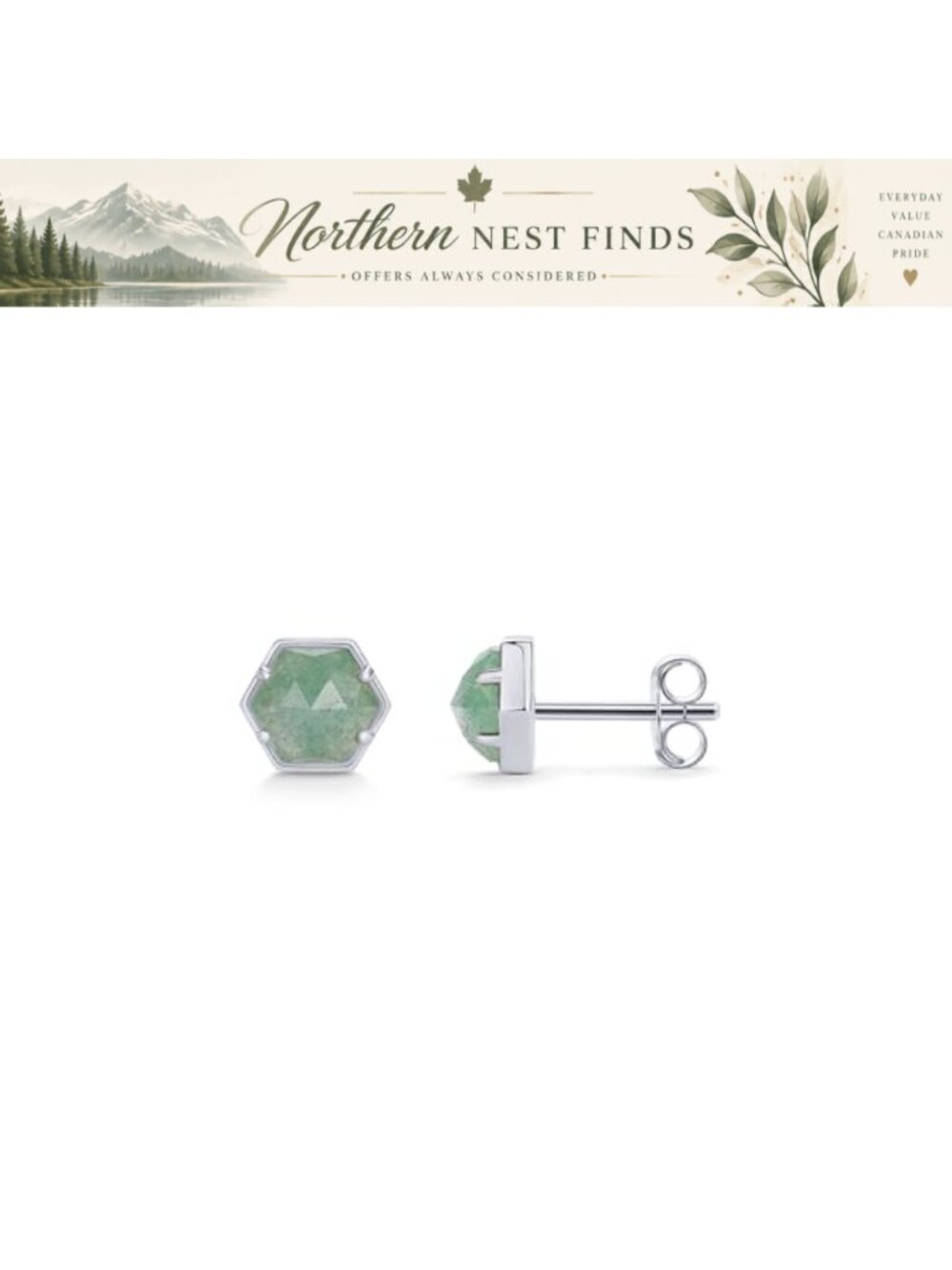 14K Gold Plated Hexagon Gemstone Stud Earrings for Women Natural Birthstone Pair